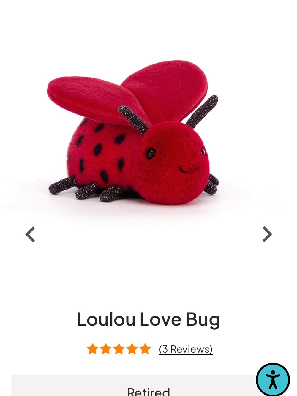 Jellycat Loulou Love Bug Plush - Red